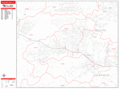 Thousand Oaks Wall Map Zip Code Red Line Style 2024
